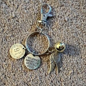 Harry Potter Gold Winged Keychain with Charms